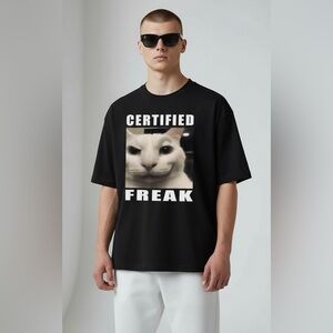 NEW Mens Graphic T-Shirt Certified Freak Cat‎ Meme Funny Tee Top Novelty 2XL